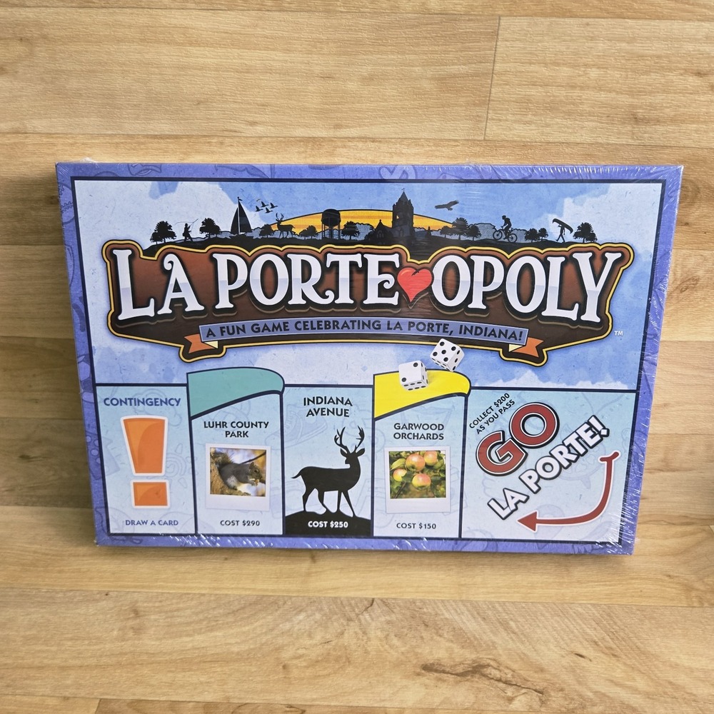 Late for the Sky La Porte-Opoly Indiana Monopoly Board Game 2-6 Players NEW